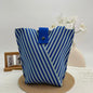 Women's Knitted Tote Bag, Retro Geometric Print Woven Handbag, Reusable Knit Shoulder Bag, Large Capacity Casual Crossbody Bag for Daily Use, Travel, Work