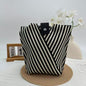 Women's Knitted Tote Bag, Retro Geometric Print Woven Handbag, Reusable Knit Shoulder Bag, Large Capacity Casual Crossbody Bag for Daily Use, Travel, Work