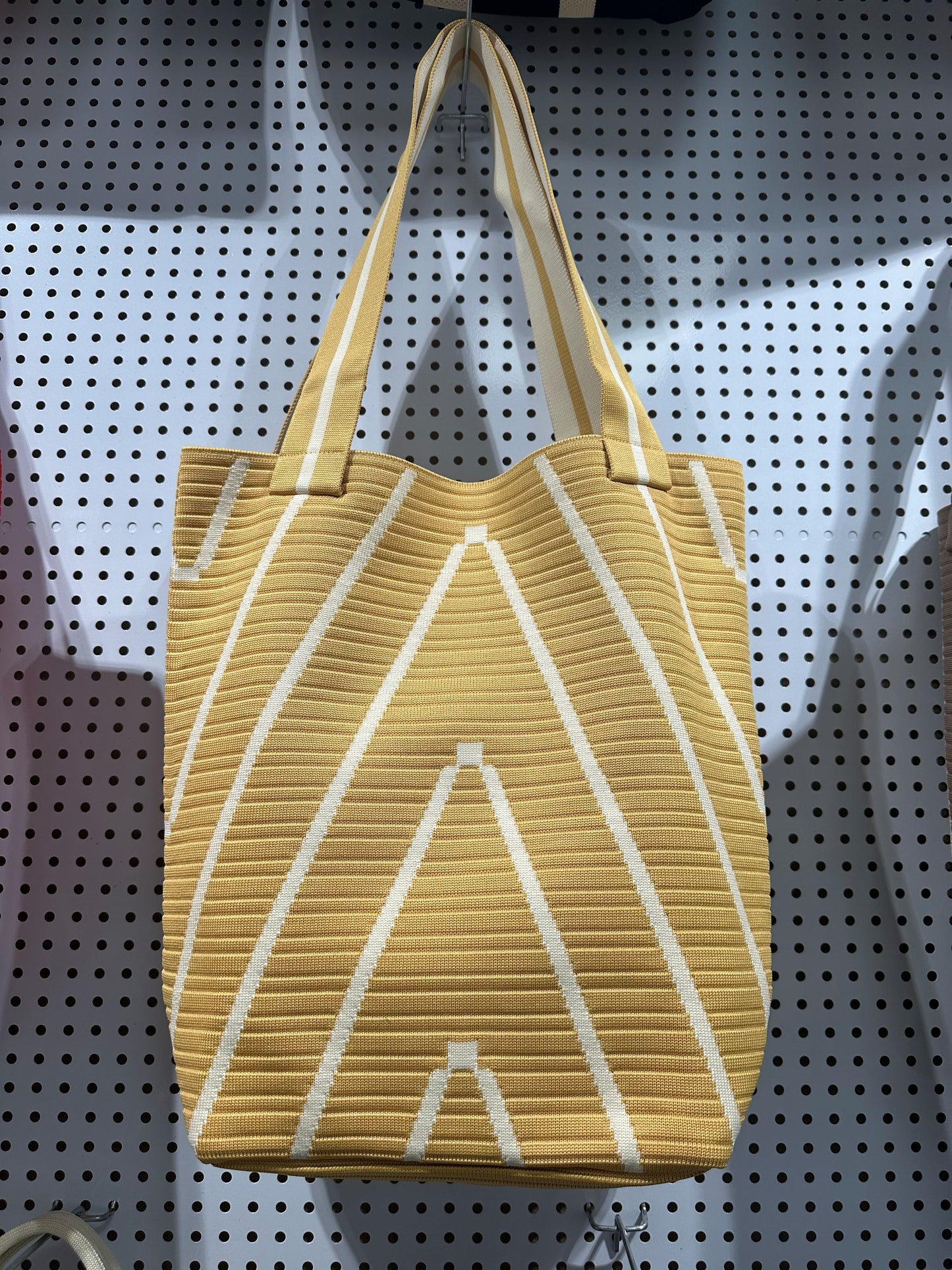 Women's Knitted Tote Bag, Retro Geometric Print Woven Handbag, Reusable Knit Shoulder Bag, Large Capacity Casual Crossbody Bag for Daily Use, Travel, Work