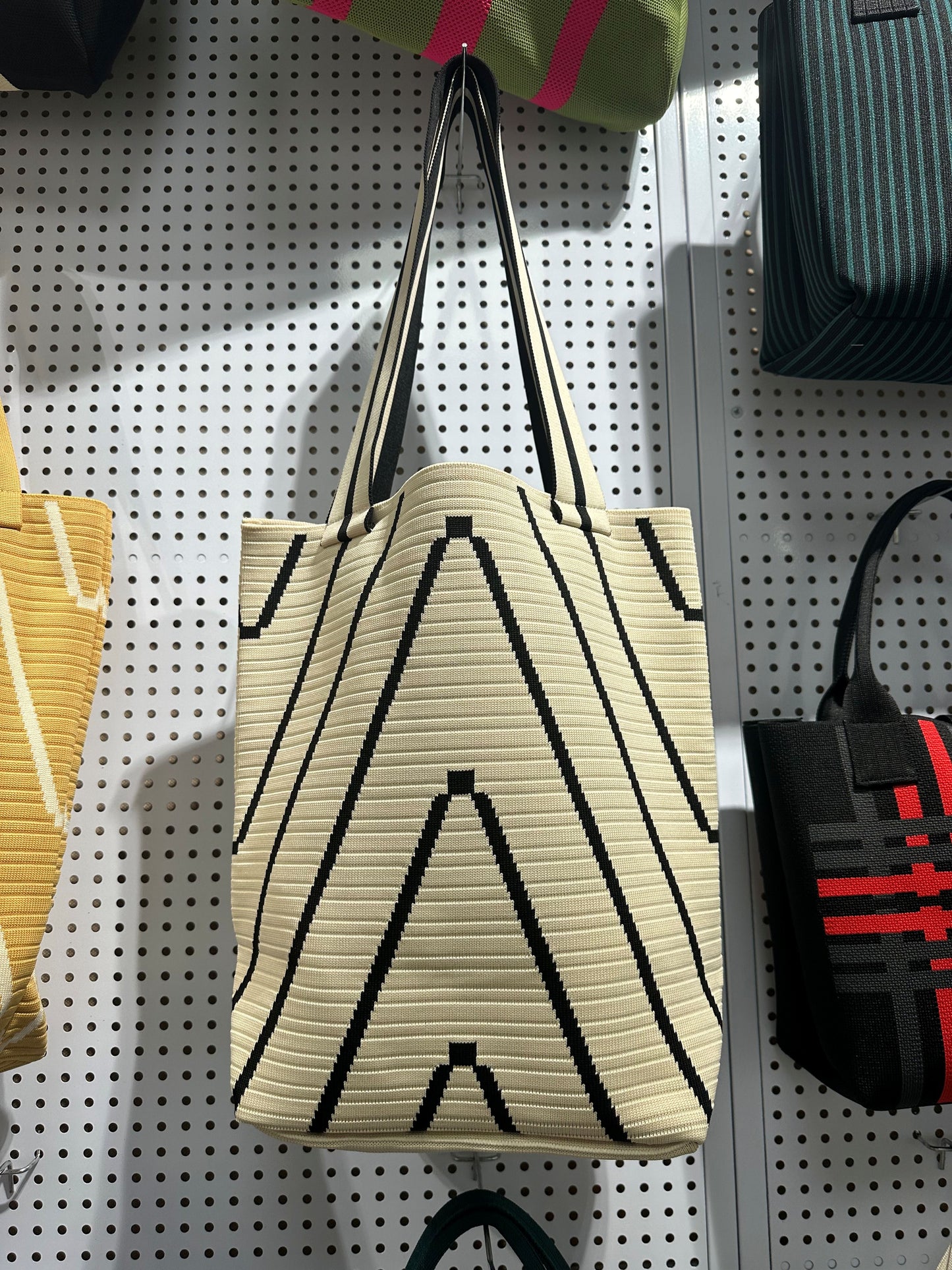 Women's Knitted Tote Bag, Retro Geometric Print Woven Handbag, Reusable Knit Shoulder Bag, Large Capacity Casual Crossbody Bag for Daily Use, Travel, Work