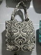 Women's Knitted Tote Bag, Retro Geometric Print Woven Handbag, Reusable Knit Shoulder Bag, Large Capacity Casual Crossbody Bag for Daily Use, Travel, Work